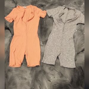 Fashion Nova jumpsuits gray and coral size medium